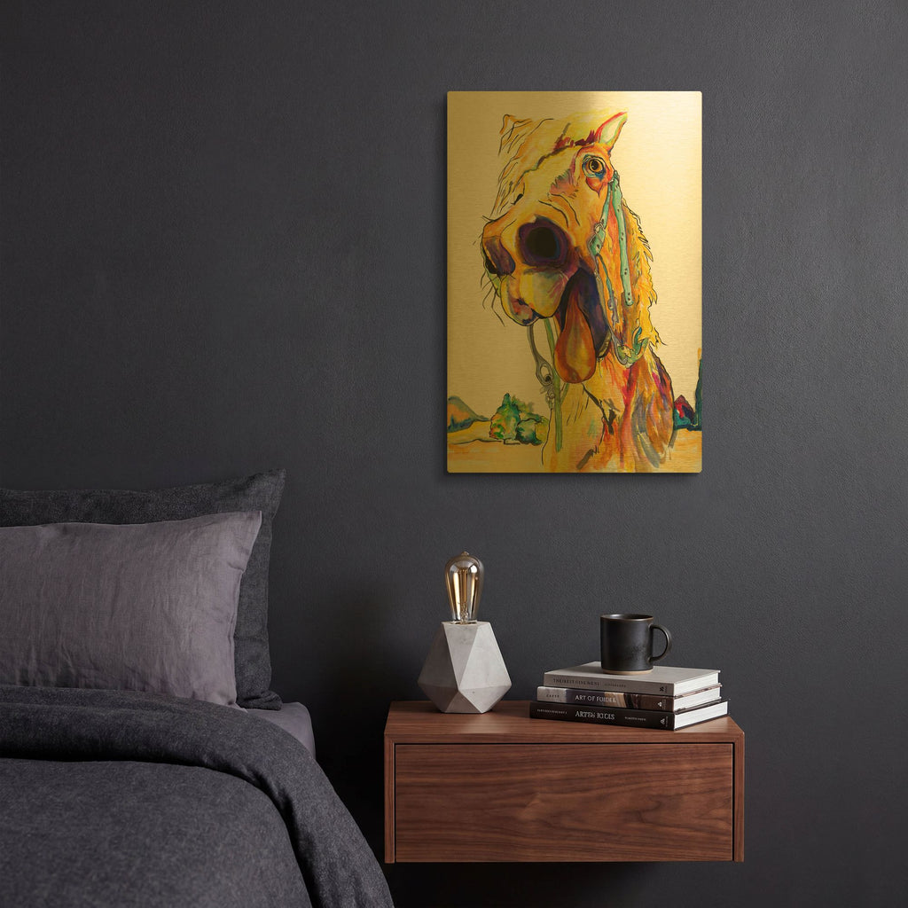 'Horsin' Around' By Pat Saunders-White Gold Metal Wall Art
