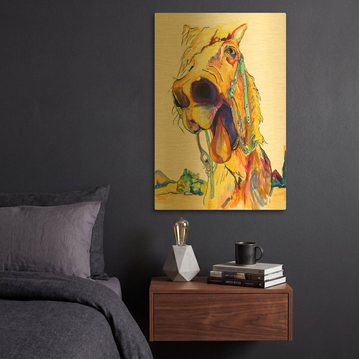 'Horsin' Around' By Pat Saunders-White Gold Metal Wall Art