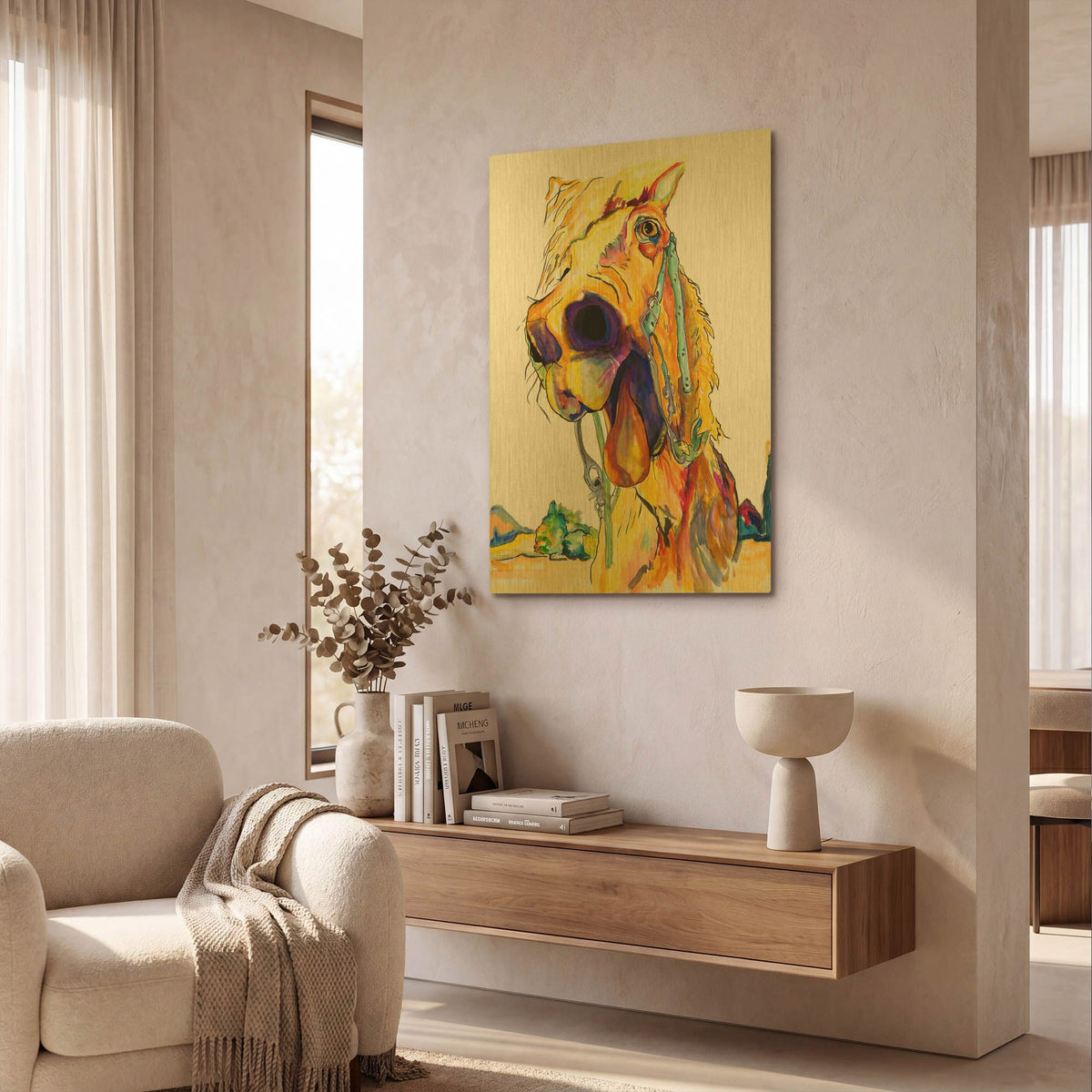 'Horsin' Around' By Pat Saunders-White Gold Metal Wall Art