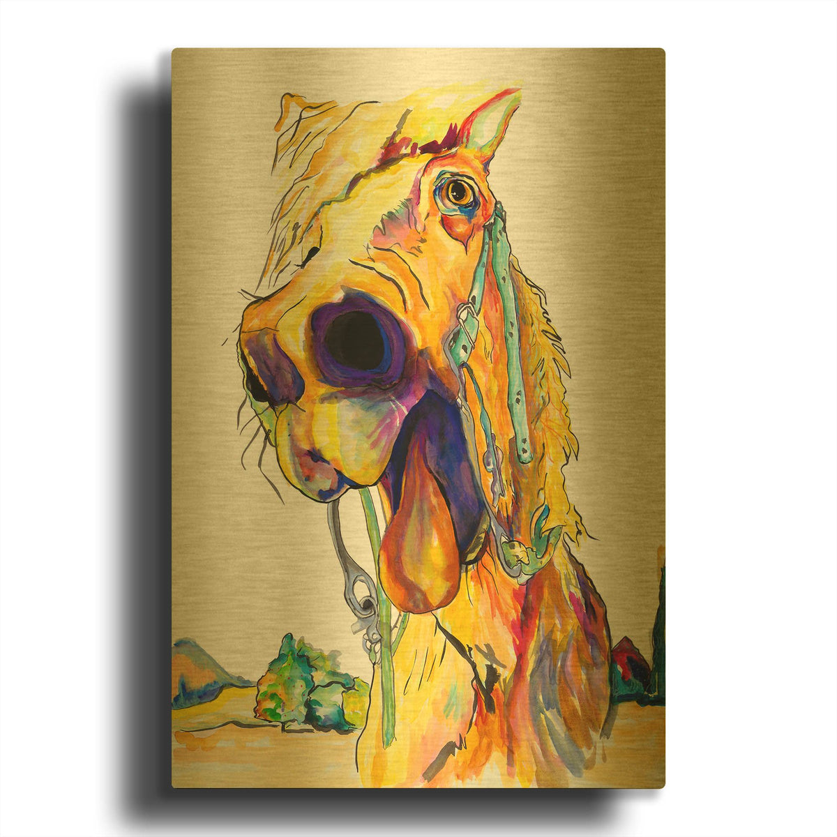 'Horsin' Around' By Pat Saunders-White Gold Metal Wall Art