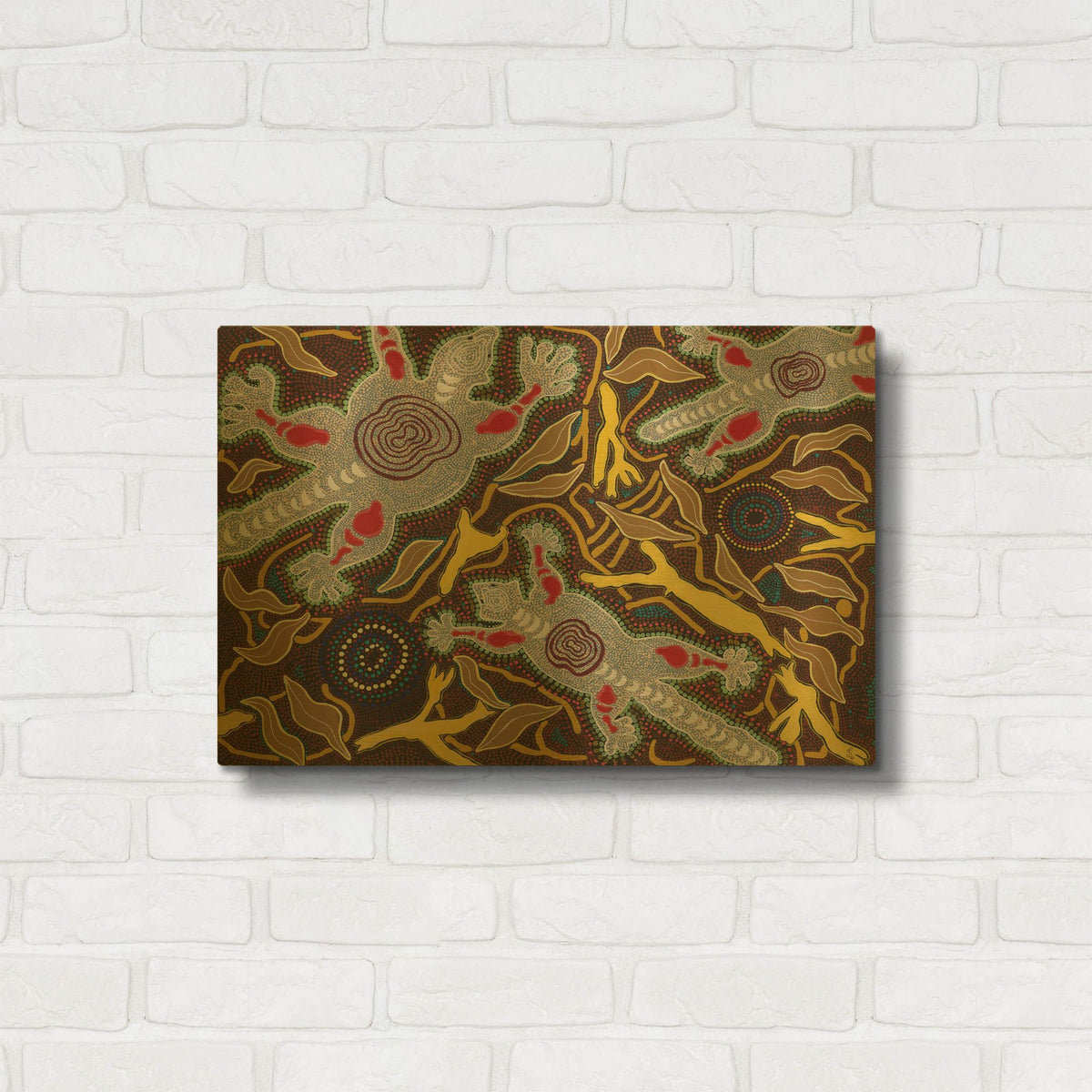 'Outback Flyers' By Pat Saunders-White Gold Metal Wall Art