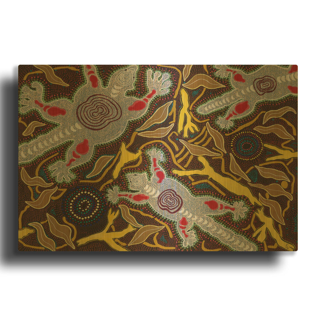 'Outback Flyers' By Pat Saunders-White Gold Metal Wall Art