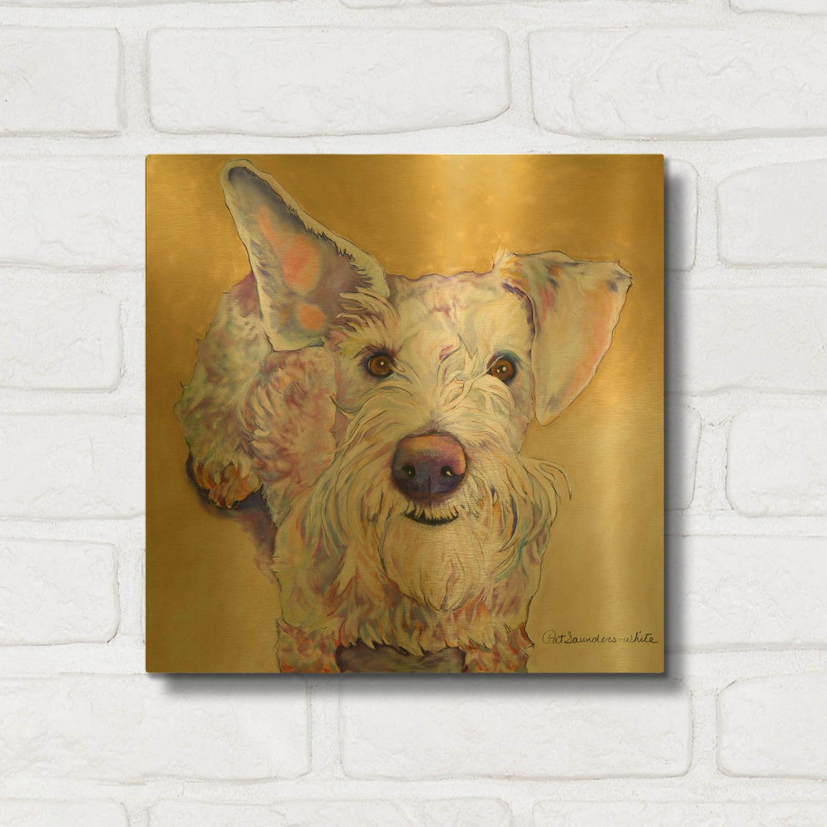 'Scooter' By Pat Saunders-White Gold Metal Wall Art