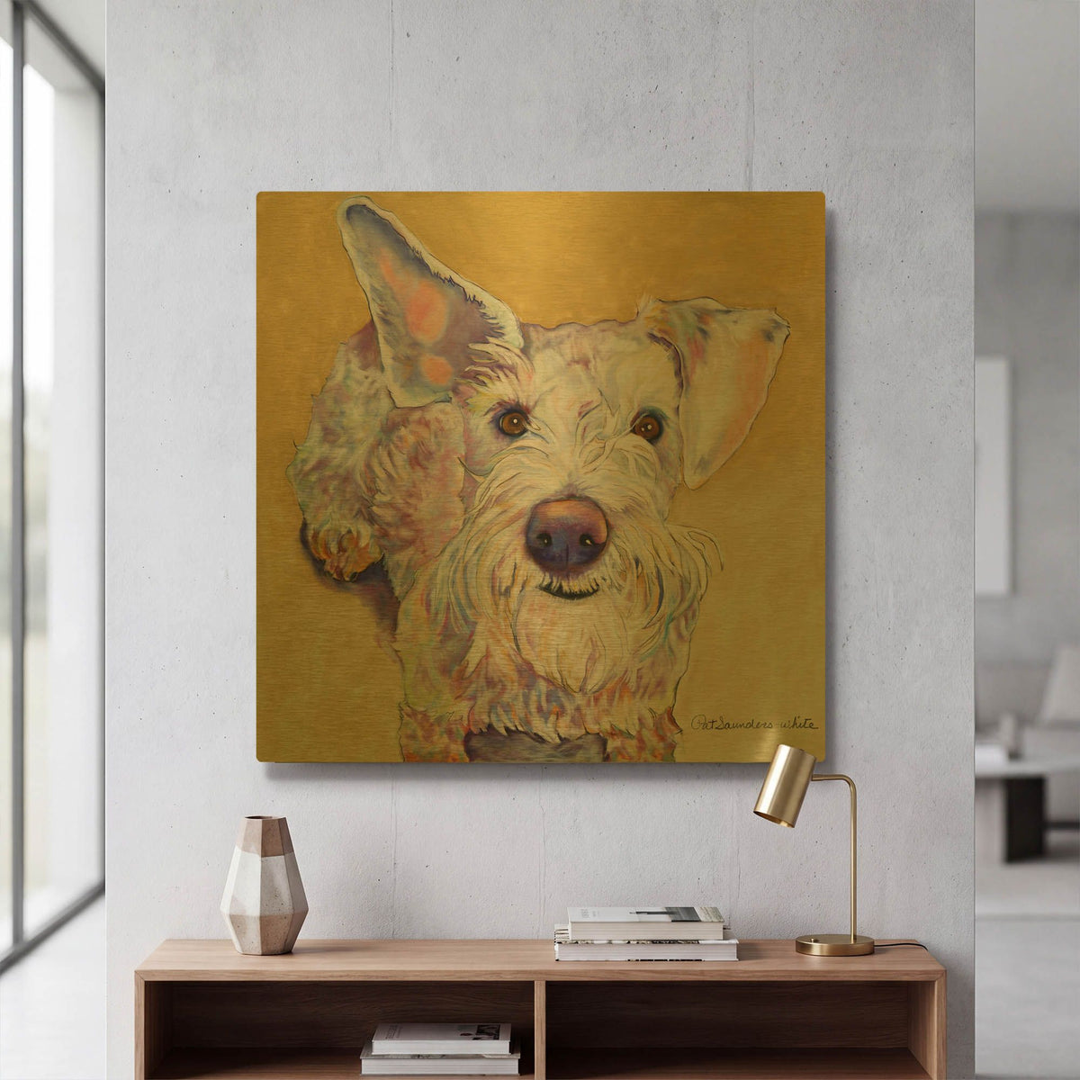 'Scooter' By Pat Saunders-White Gold Metal Wall Art