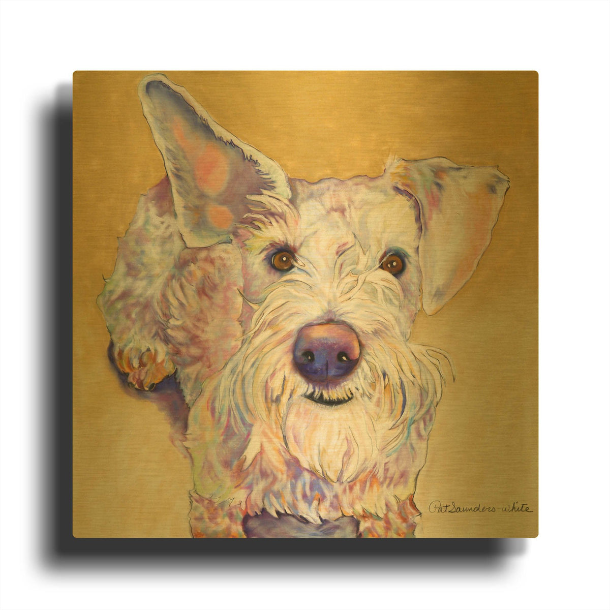 'Scooter' By Pat Saunders-White Gold Metal Wall Art