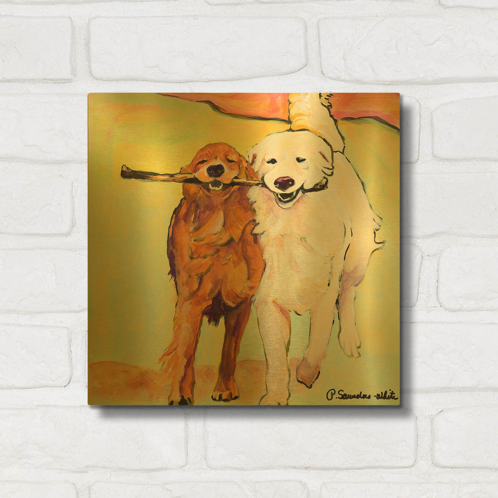 'Stick With Me' By Pat Saunders-White Gold Metal Wall Art