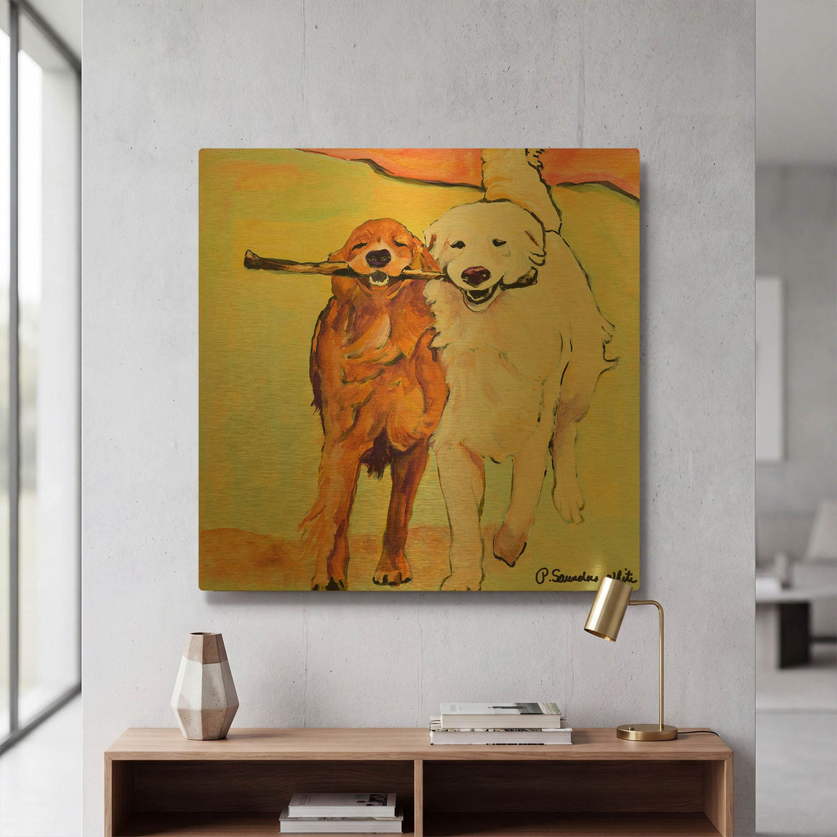 'Stick With Me' By Pat Saunders-White Gold Metal Wall Art