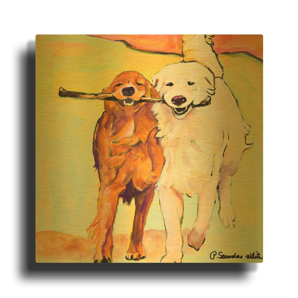 'Stick With Me' By Pat Saunders-White Gold Metal Wall Art
