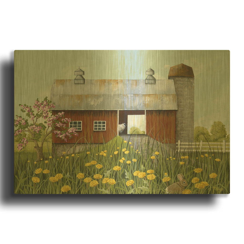 'Animal Barn in Spring' By Tanya Nyp Gold Metal Wall Art
