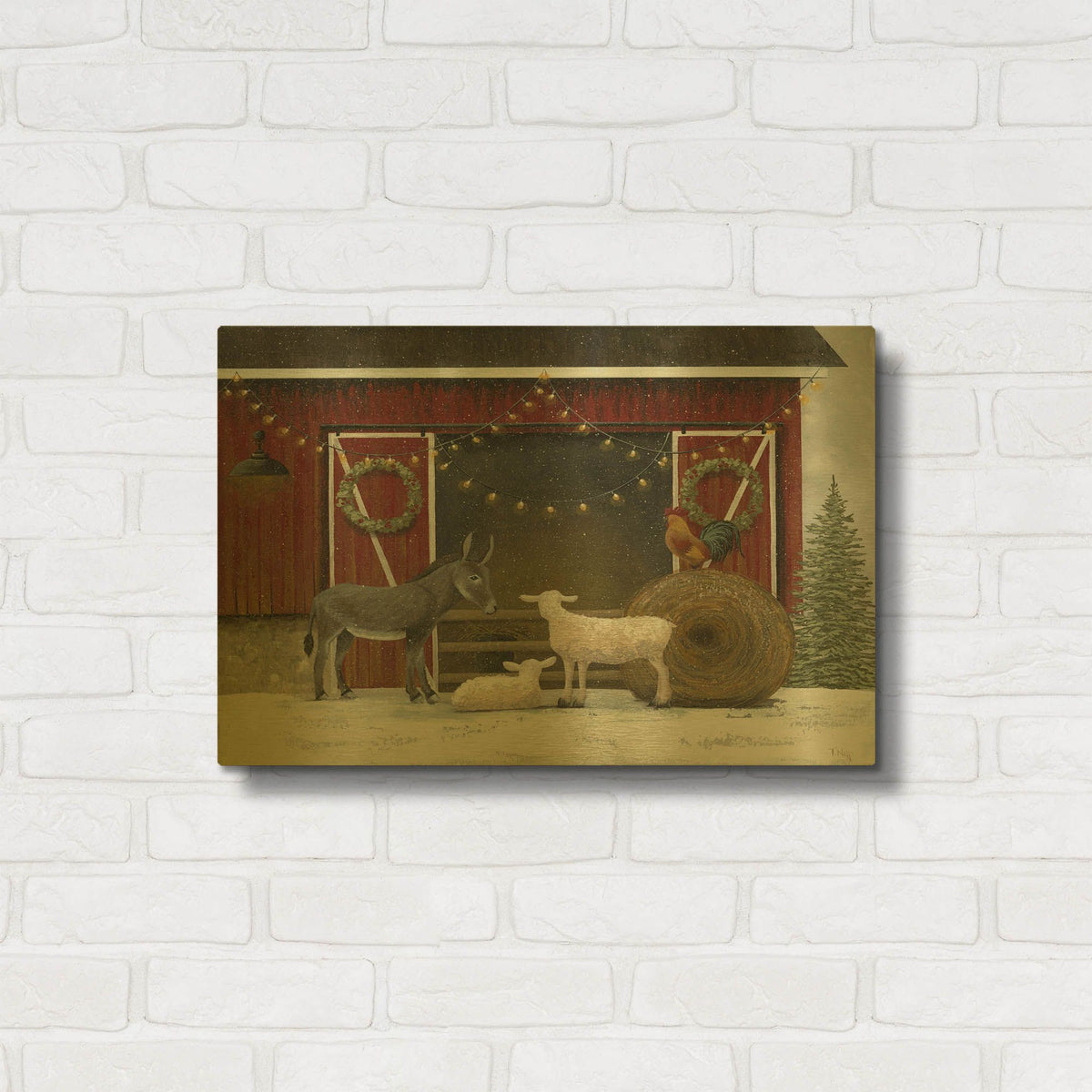 'Away in a Manger' By Tanya Nyp Gold Metal Wall Art