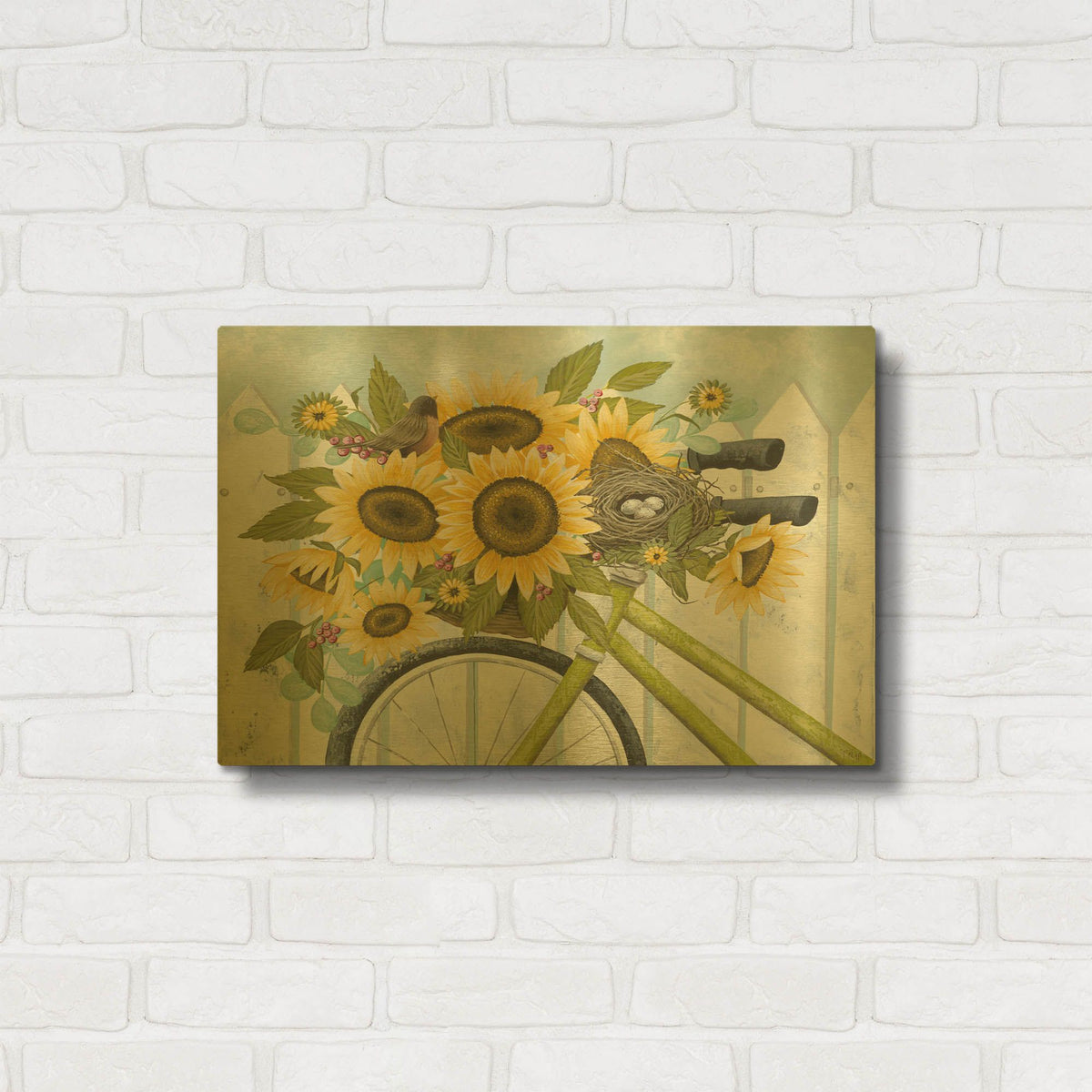 'Basket of Sunflowers' By Tanya Nyp Gold Metal Wall Art