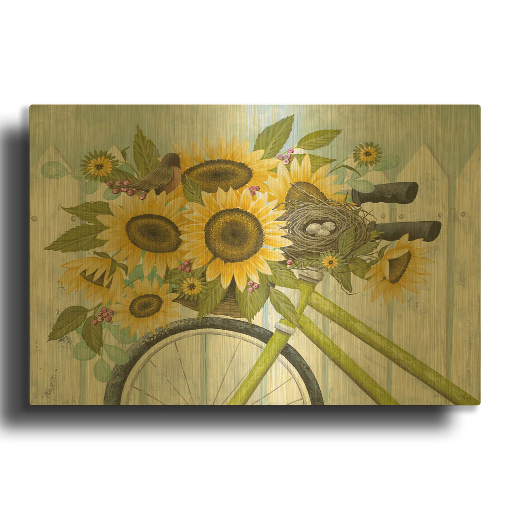 'Basket of Sunflowers' By Tanya Nyp Gold Metal Wall Art