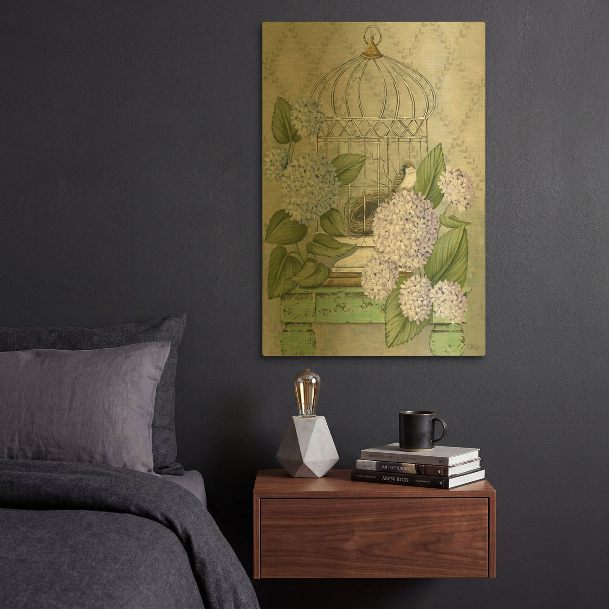 'Bird Cage' By Tanya Nyp Gold Metal Wall Art