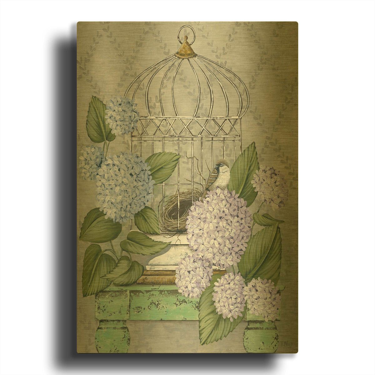 'Bird Cage' By Tanya Nyp Gold Metal Wall Art