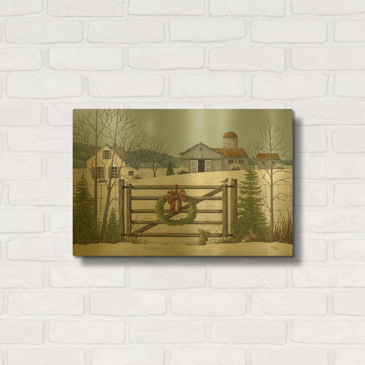 'Christmas Gate' By Tanya Nyp Gold Metal Wall Art