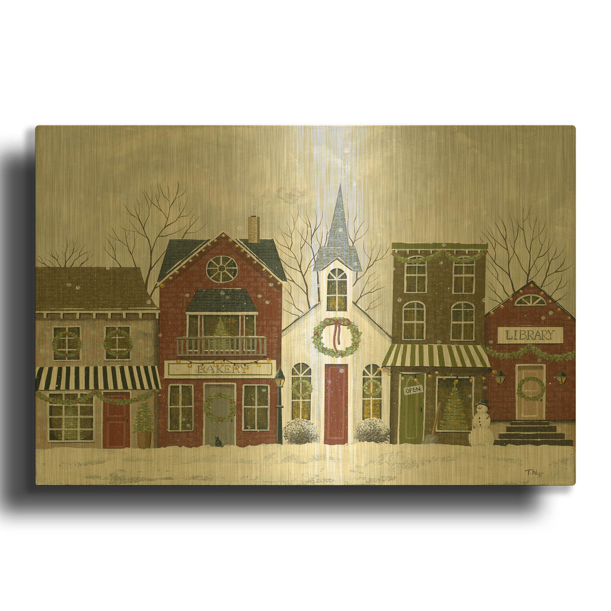 'Christmas in the City' By Tanya Nyp Gold Metal Wall Art