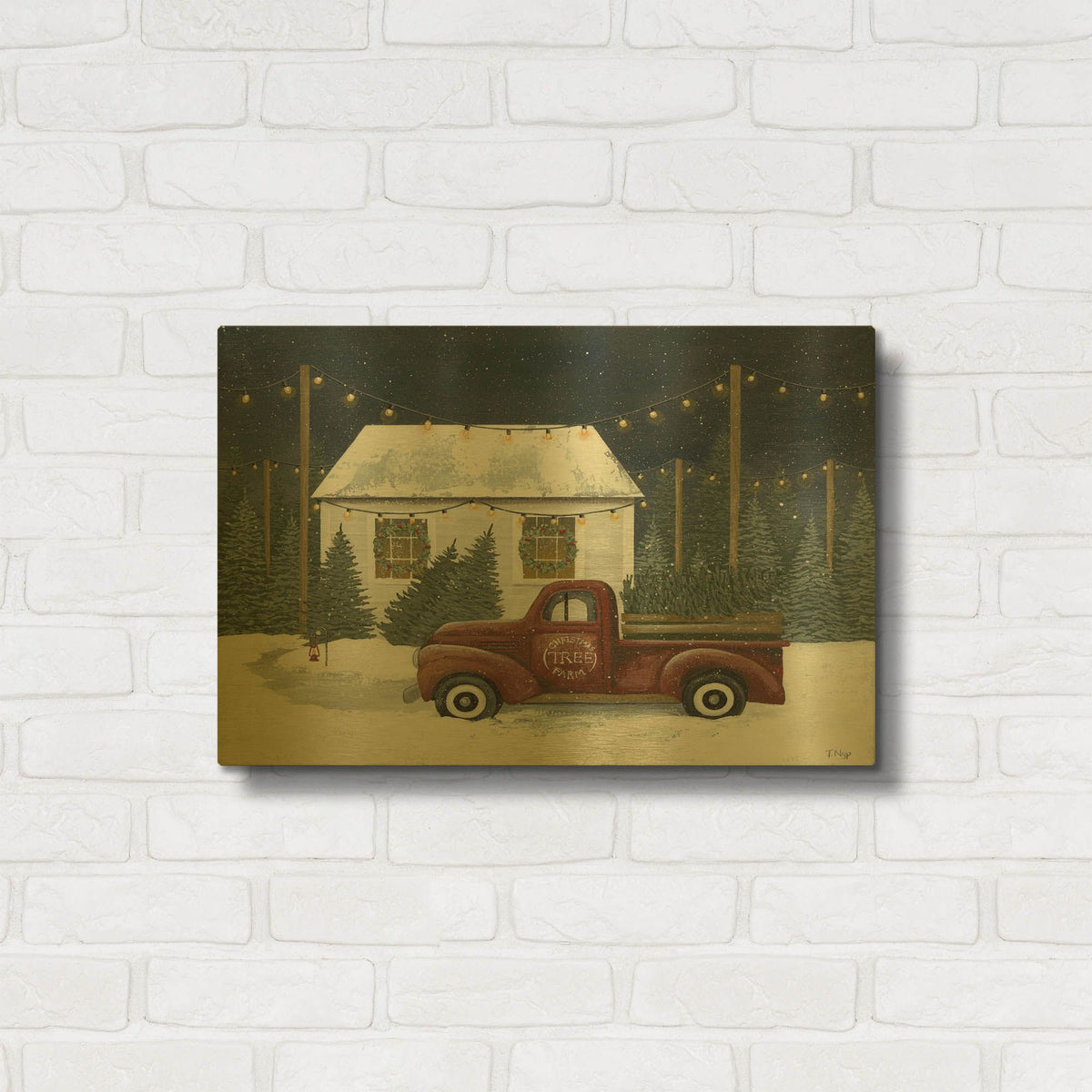 'Christmas Tree Farm' By Tanya Nyp Gold Metal Wall Art