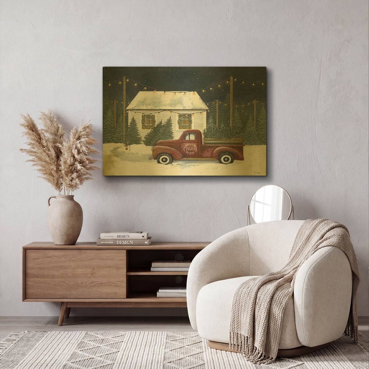 'Christmas Tree Farm' By Tanya Nyp Gold Metal Wall Art