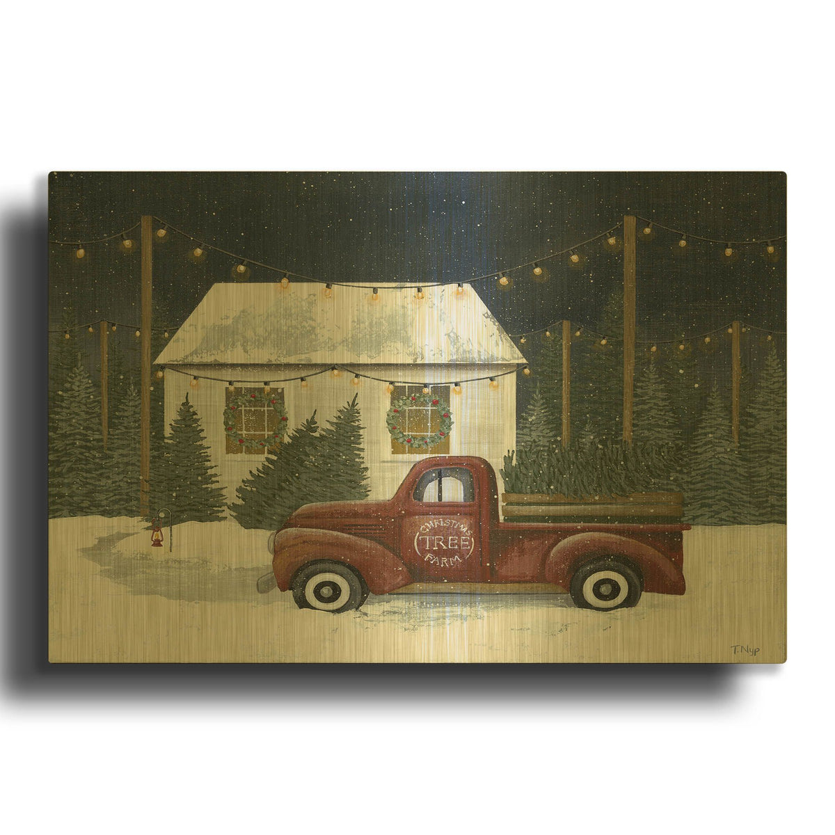 'Christmas Tree Farm' By Tanya Nyp Gold Metal Wall Art