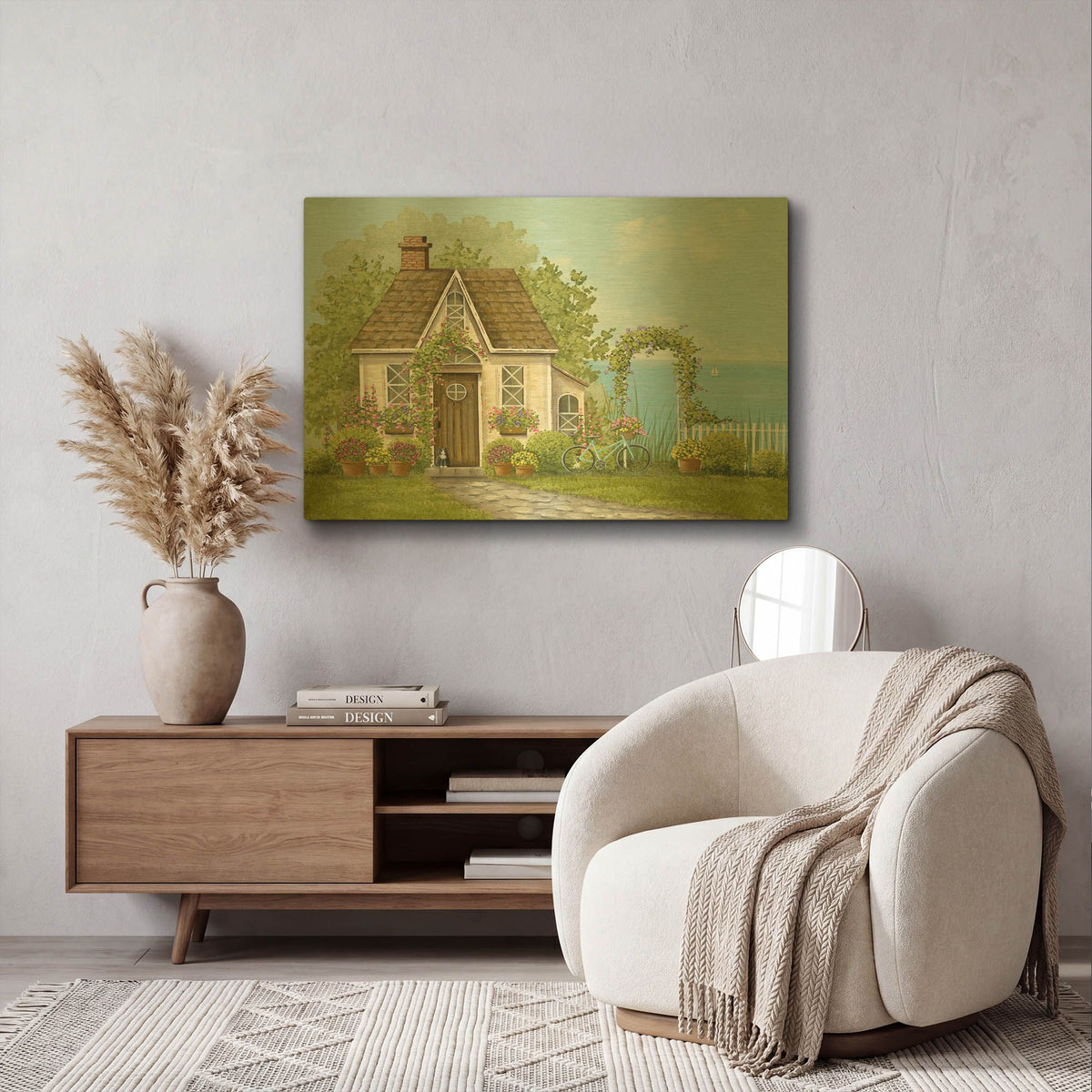 'Cottage by the Sea' By Tanya Nyp Gold Metal Wall Art