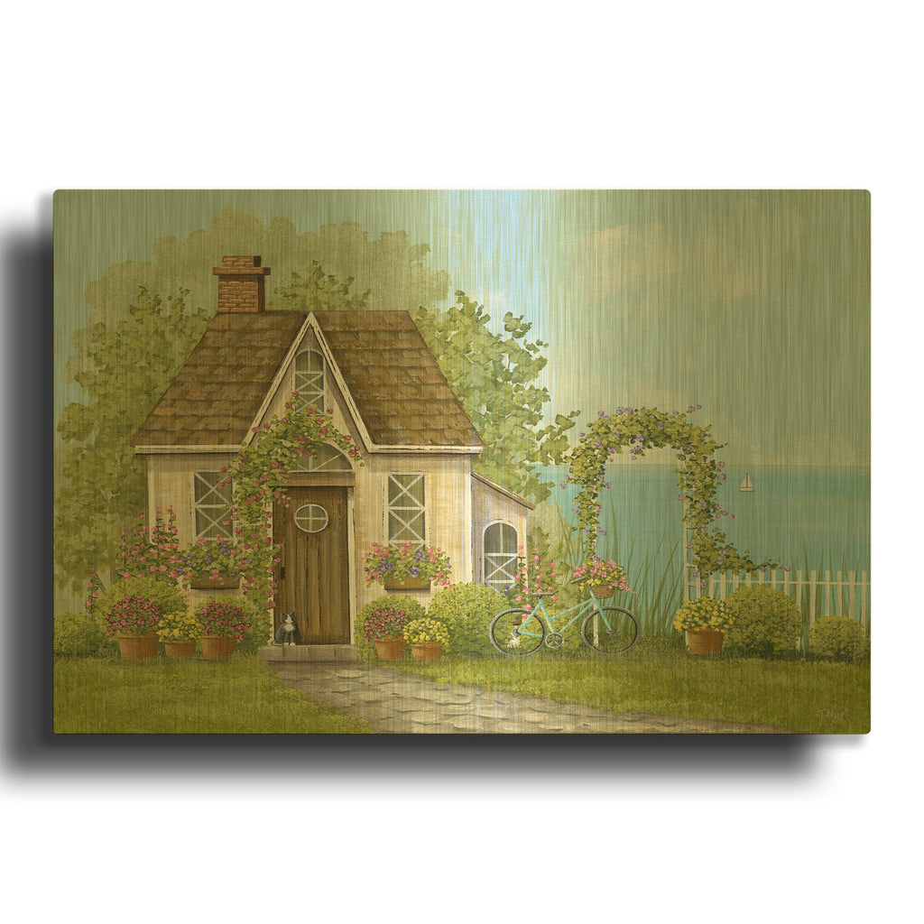 'Cottage by the Sea' By Tanya Nyp Gold Metal Wall Art