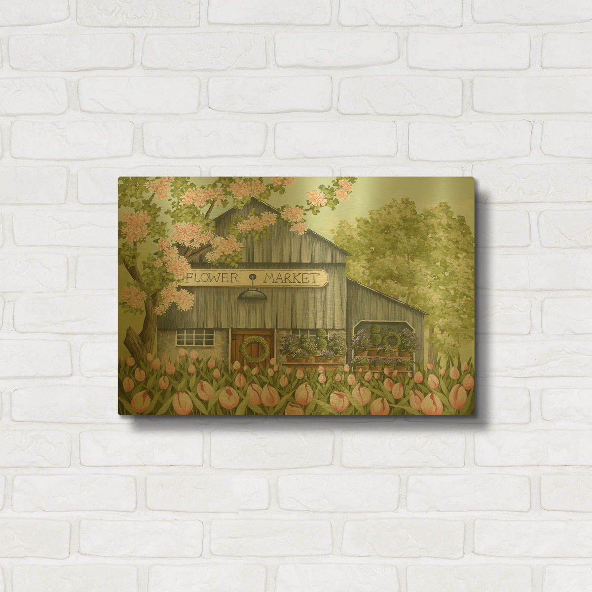 'Flower Market' By Tanya Nyp Gold Metal Wall Art