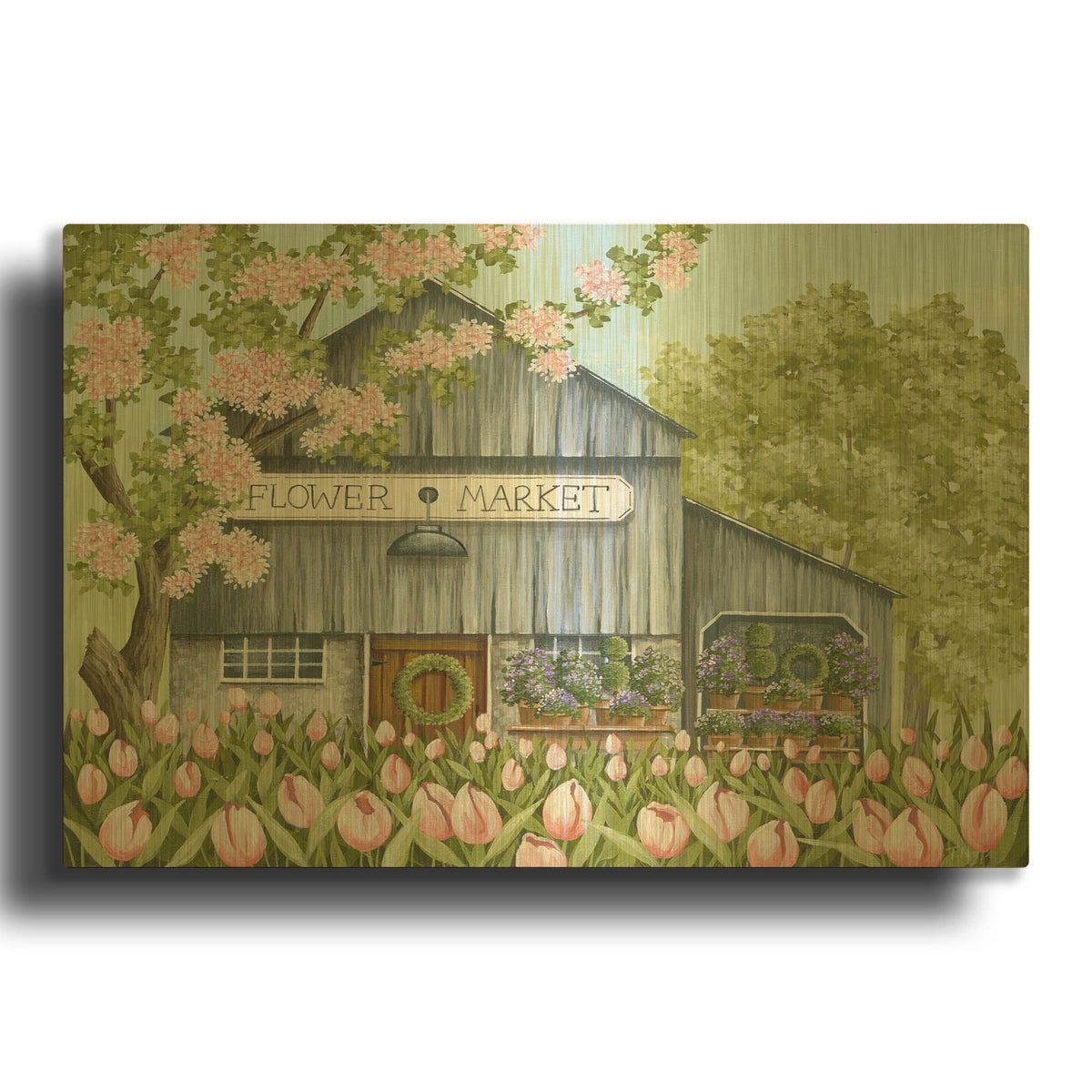 'Flower Market' By Tanya Nyp Gold Metal Wall Art