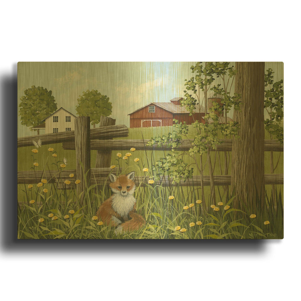 'Fox in the Meadow' By Tanya Nyp Gold Metal Wall Art