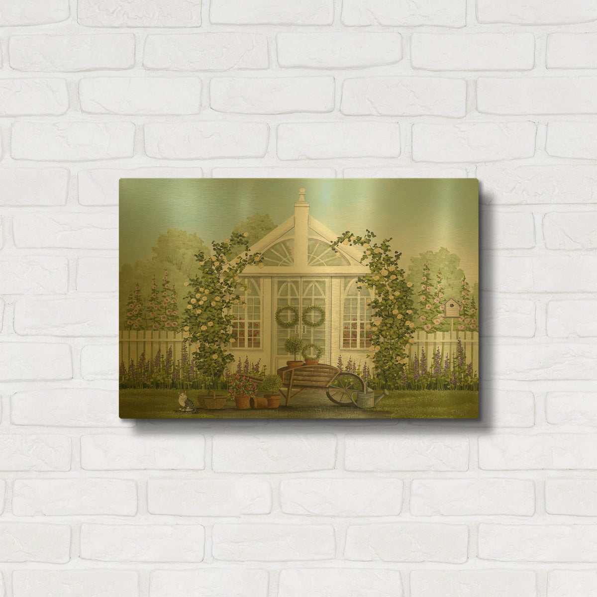 'Greenhouse in Spring' By Tanya Nyp Gold Metal Wall Art