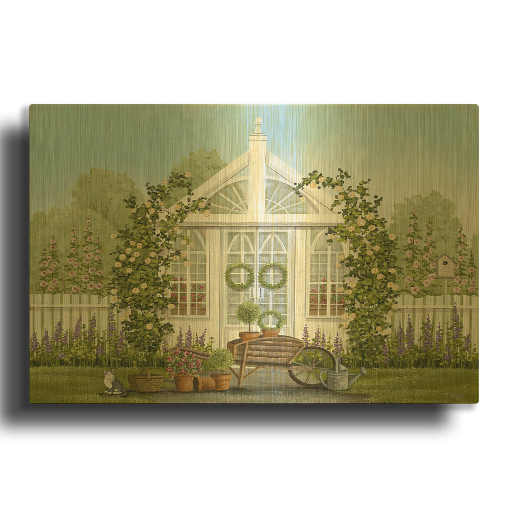 'Greenhouse in Spring' By Tanya Nyp Gold Metal Wall Art
