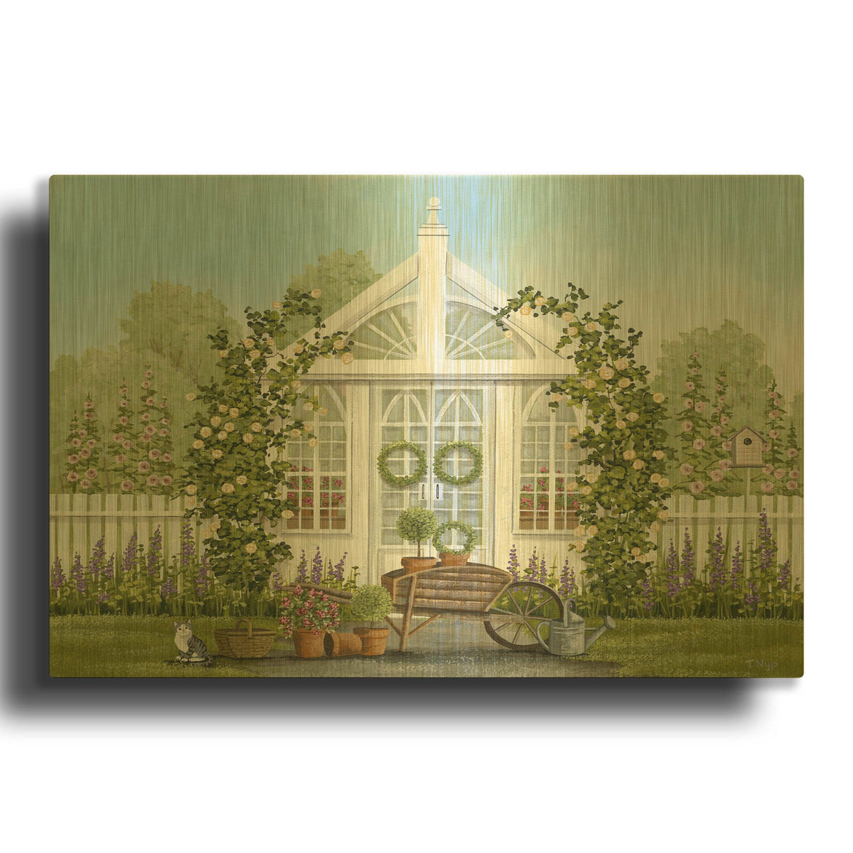 'Greenhouse in Spring' By Tanya Nyp Gold Metal Wall Art