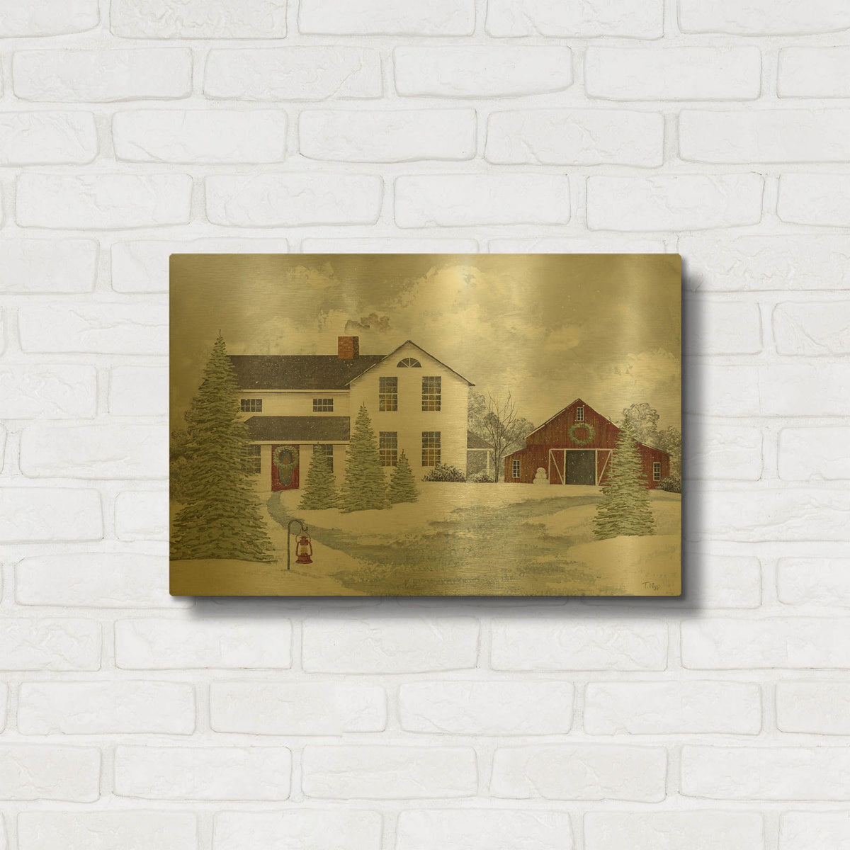 'Home for Christmas' By Tanya Nyp Gold Metal Wall Art