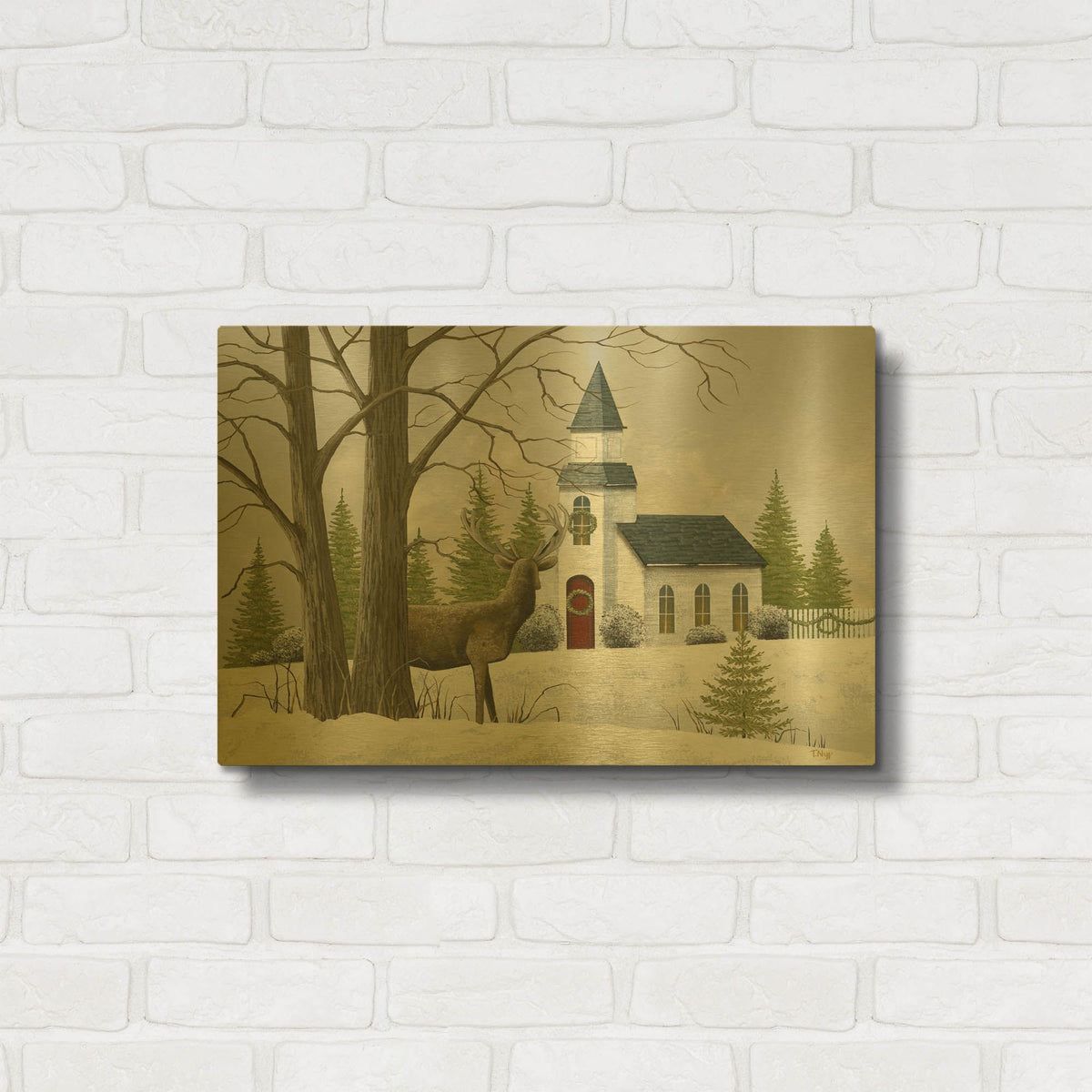 'Not a Creature is Stirring' By Tanya Nyp Gold Metal Wall Art