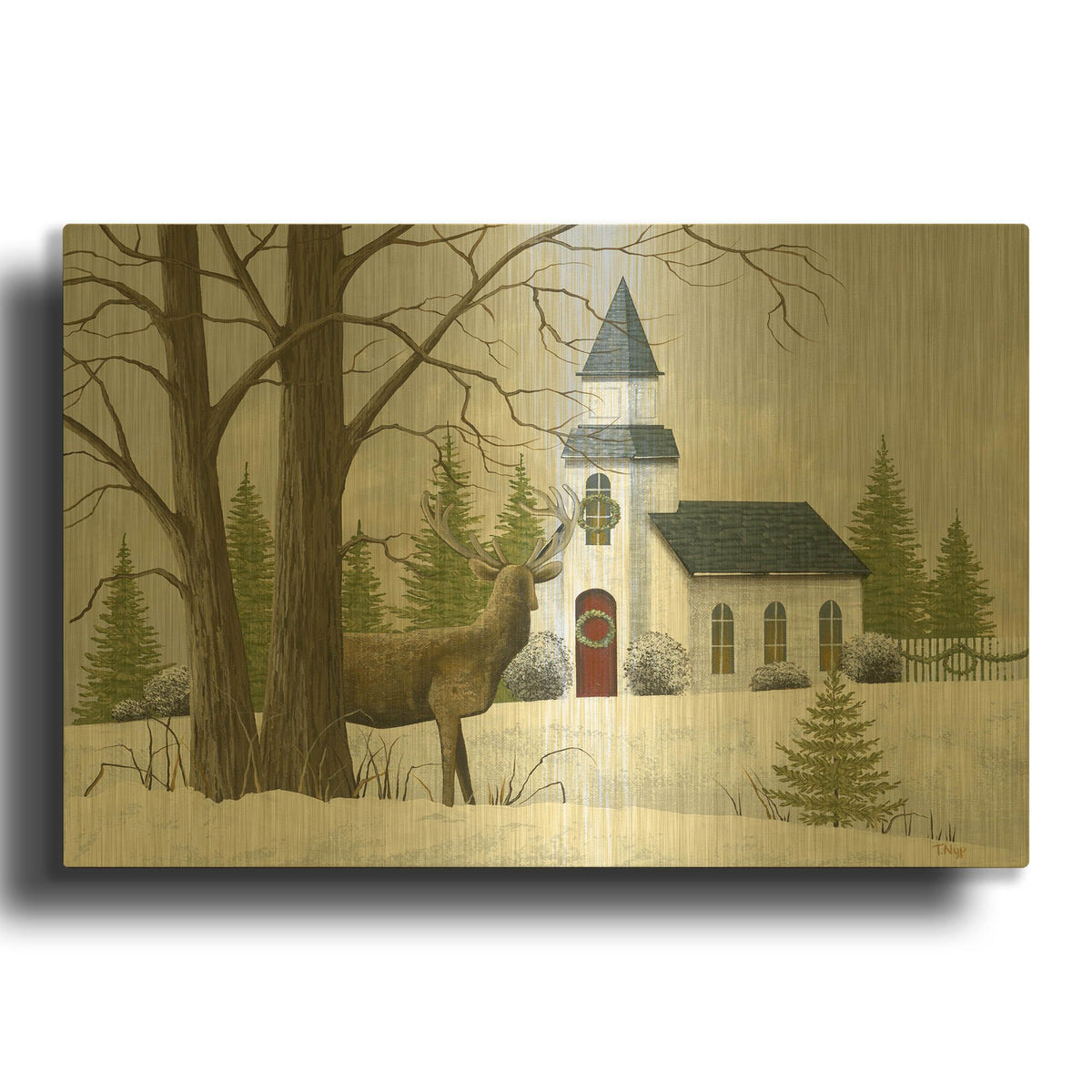 'Not a Creature is Stirring' By Tanya Nyp Gold Metal Wall Art