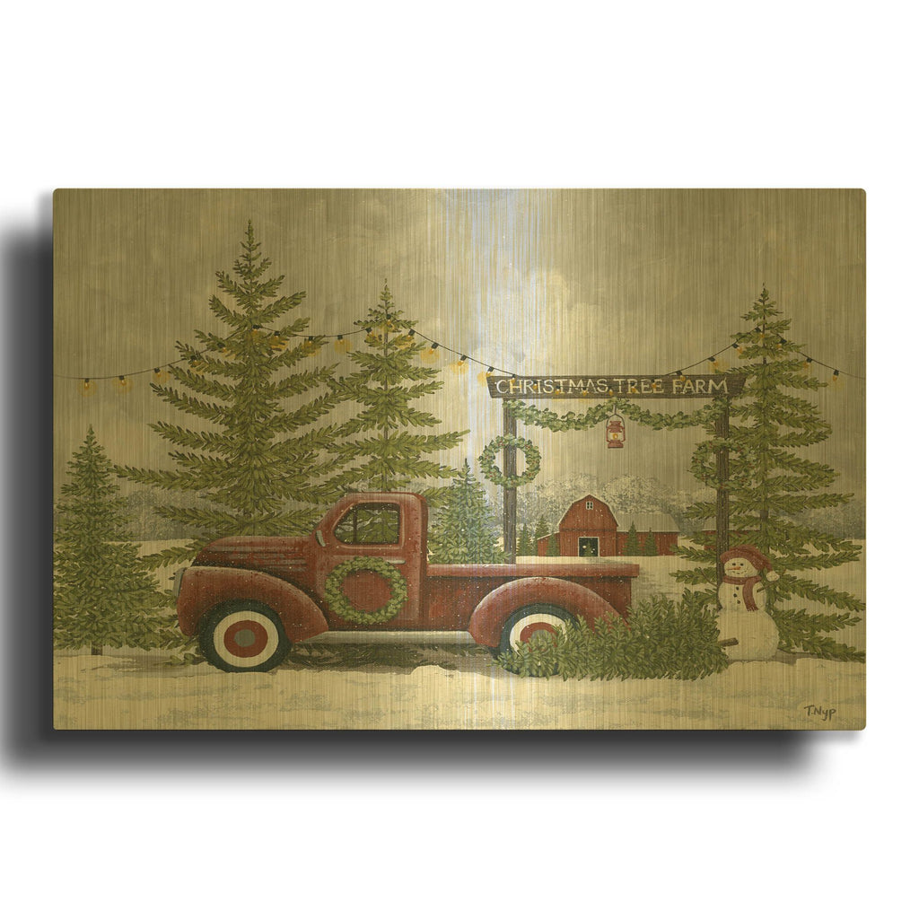 'Picking Out A Tree' By Tanya Nyp Gold Metal Wall Art