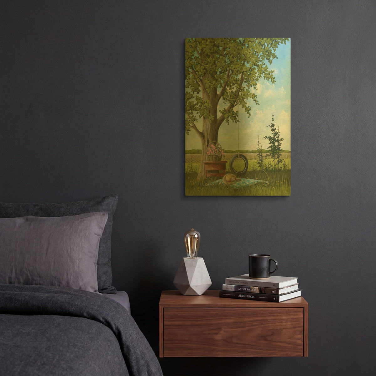 'Picnic under the Tree' By Tanya Nyp Gold Metal Wall Art