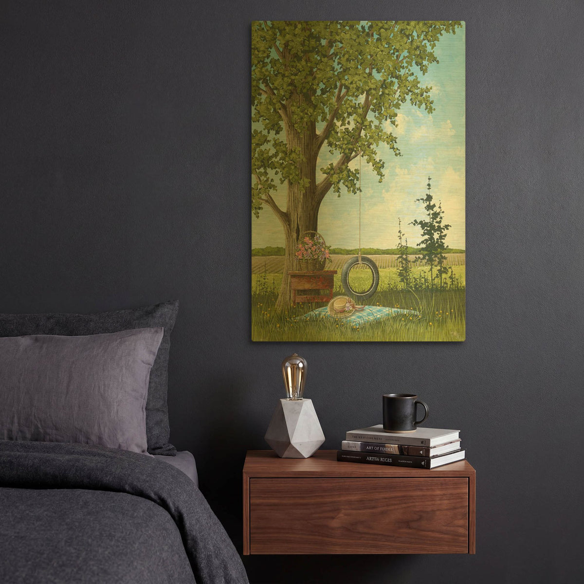 'Picnic under the Tree' By Tanya Nyp Gold Metal Wall Art