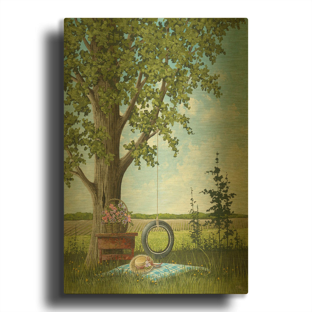 'Picnic under the Tree' By Tanya Nyp Gold Metal Wall Art