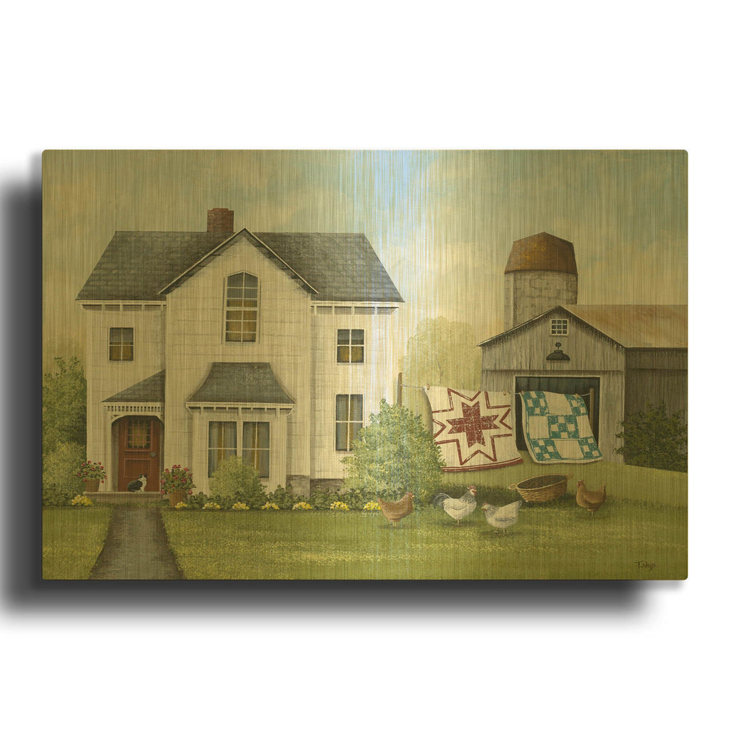 'Quilts on the Line' By Tanya Nyp Gold Metal Wall Art