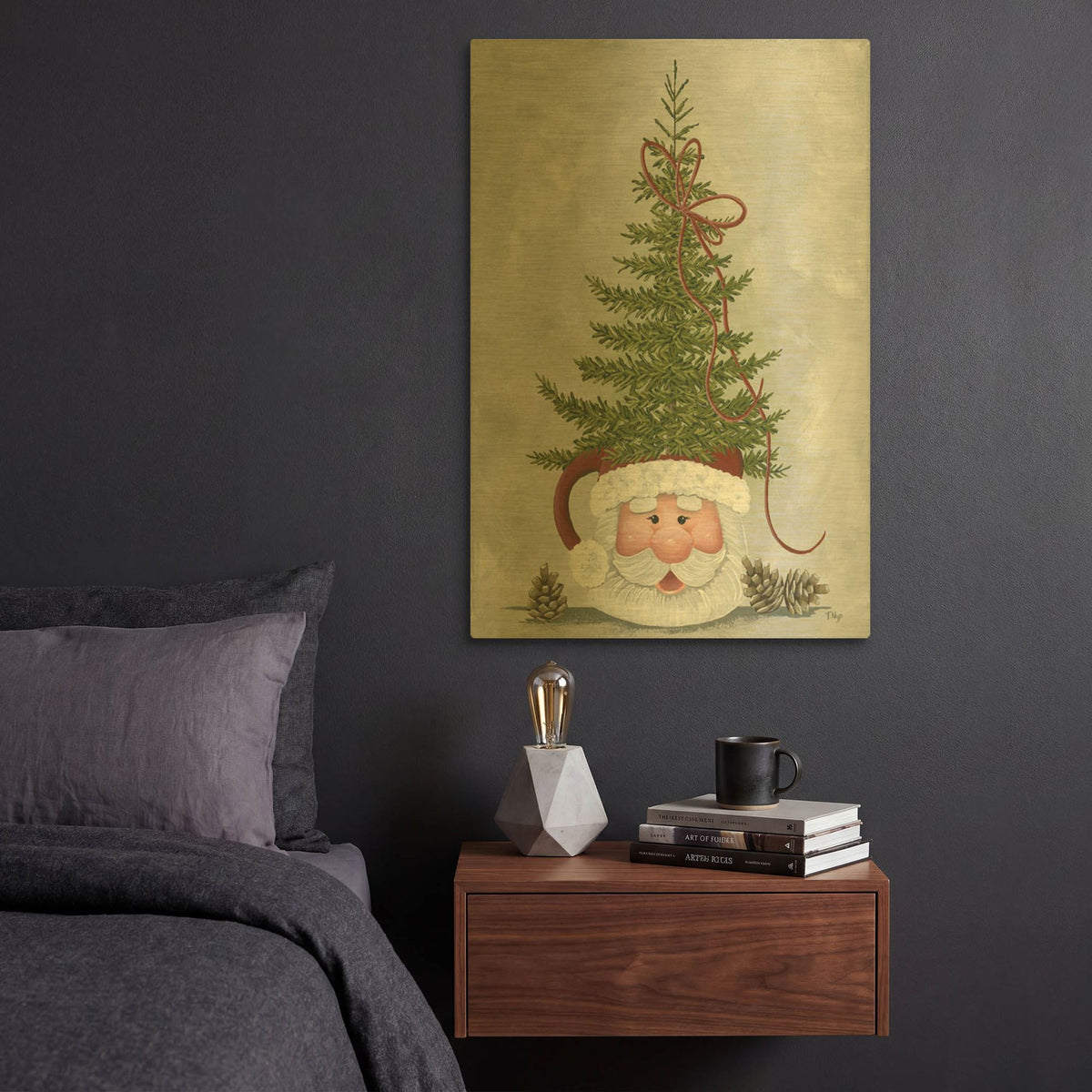 'Santa Mug' By Tanya Nyp Gold Metal Wall Art