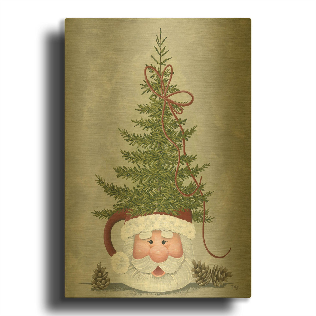 'Santa Mug' By Tanya Nyp Gold Metal Wall Art
