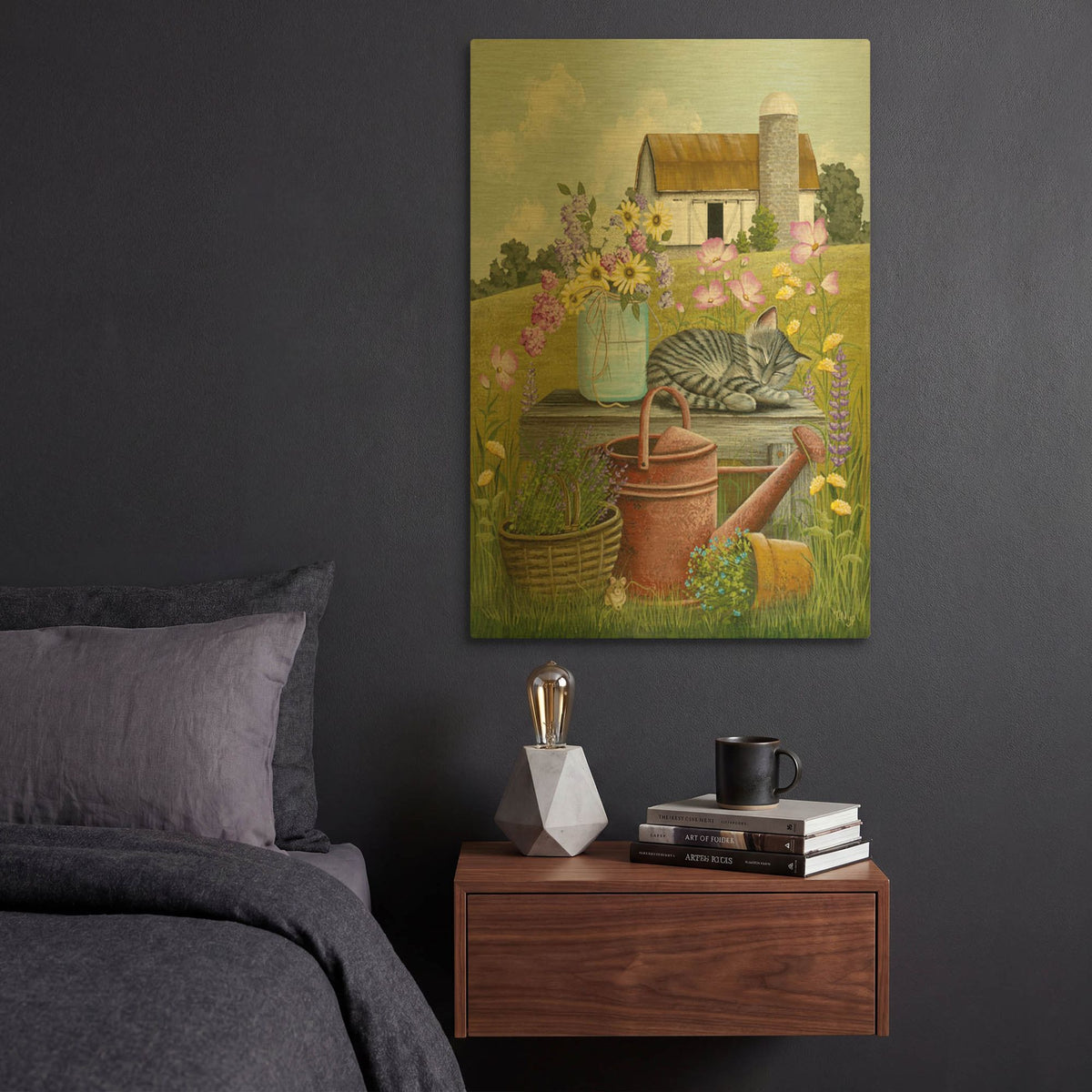 'Sleeping Kitty' By Tanya Nyp Gold Metal Wall Art