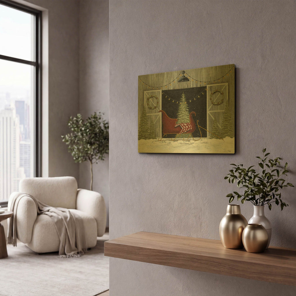 'Sleigh Ride' By Tanya Nyp Gold Metal Wall Art