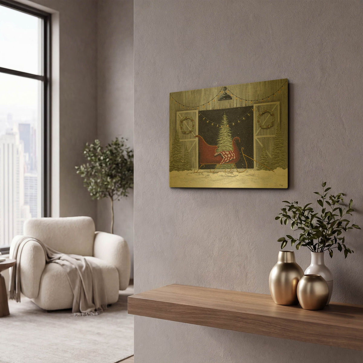 'Sleigh Ride' By Tanya Nyp Gold Metal Wall Art
