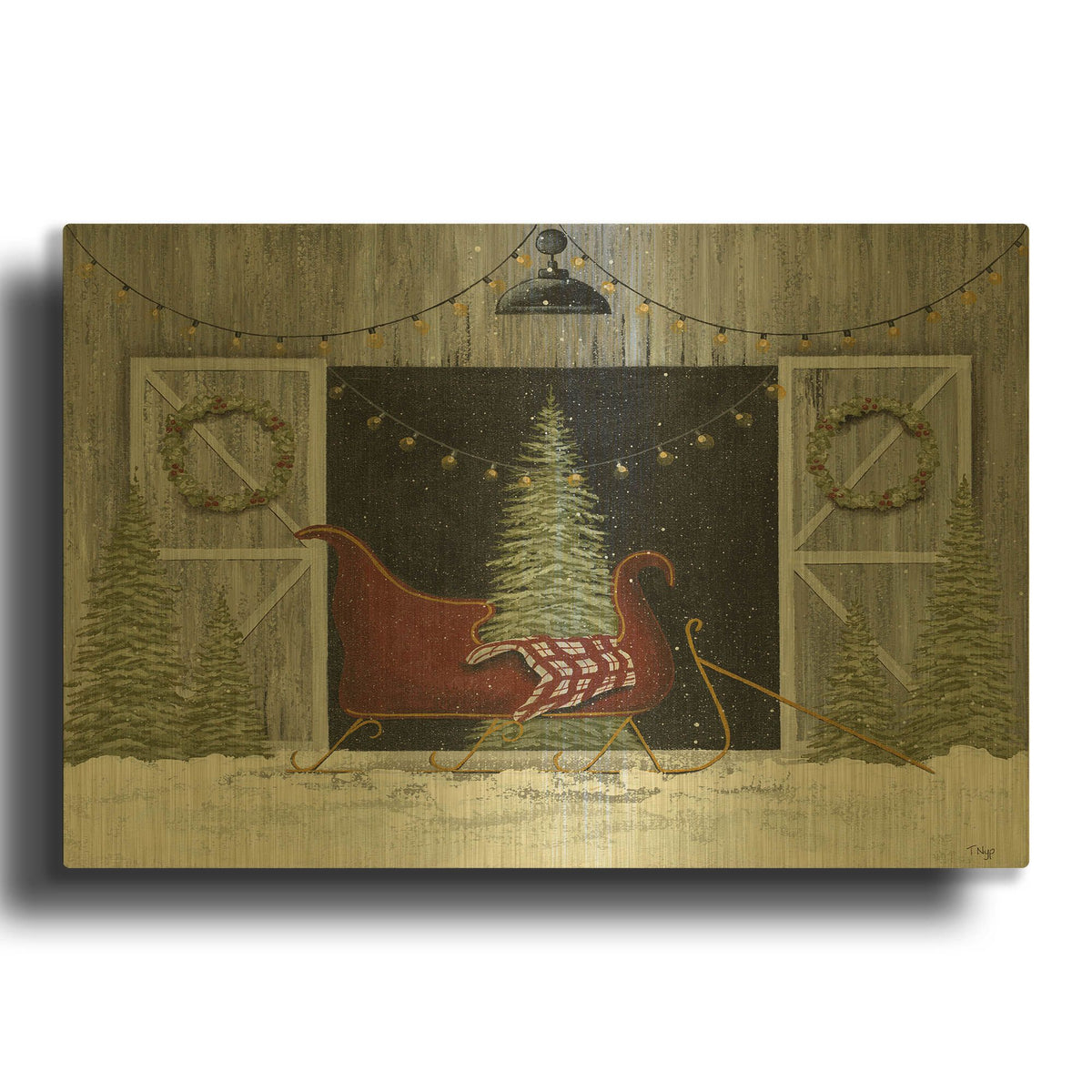 'Sleigh Ride' By Tanya Nyp Gold Metal Wall Art
