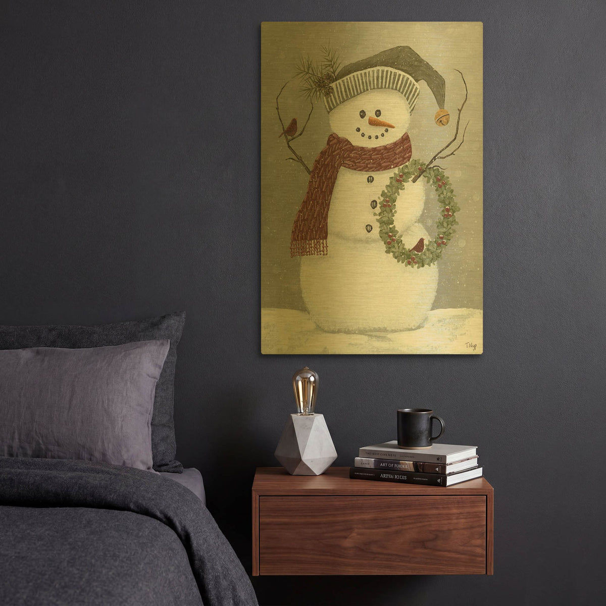 'Snowman' By Tanya Nyp Gold Metal Wall Art