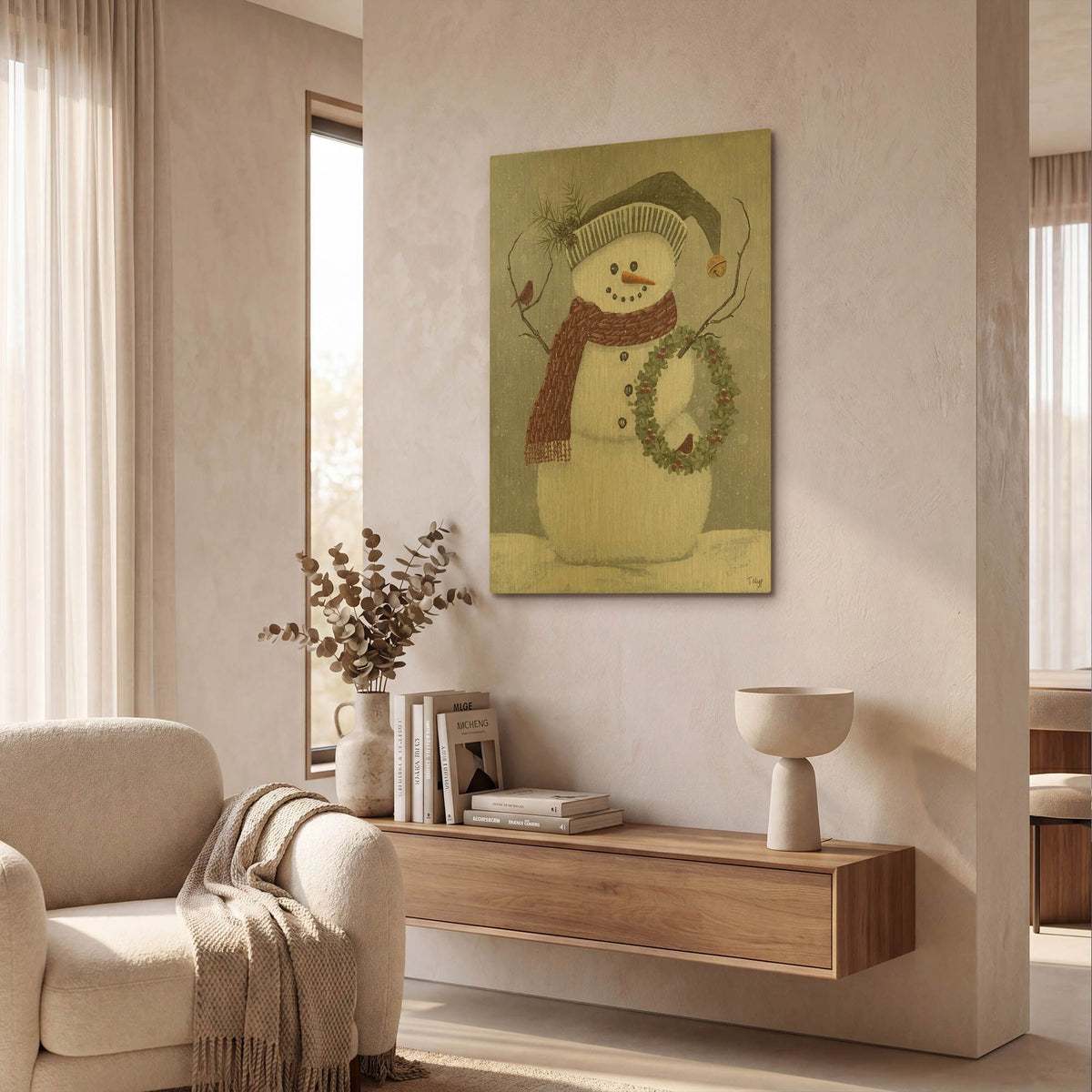 'Snowman' By Tanya Nyp Gold Metal Wall Art