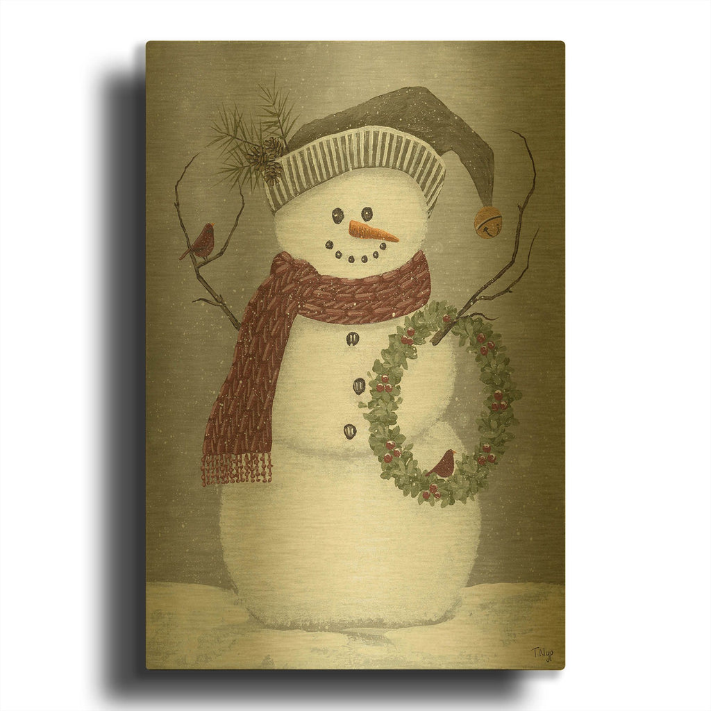 'Snowman' By Tanya Nyp Gold Metal Wall Art