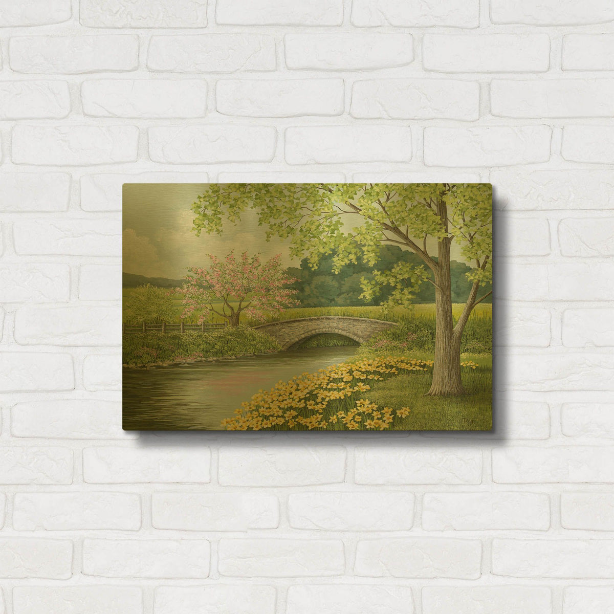 'Stone Bridge' By Tanya Nyp Gold Metal Wall Art
