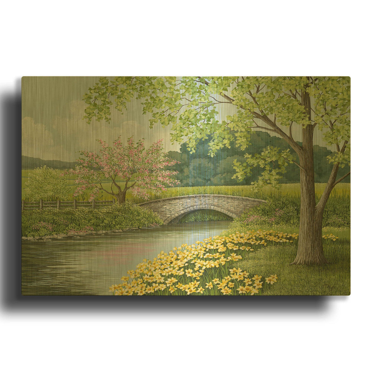 'Stone Bridge' By Tanya Nyp Gold Metal Wall Art
